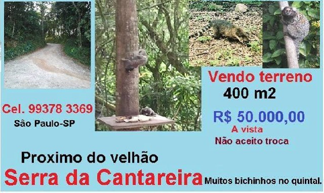 Terreno 400m2 serra da cantareira